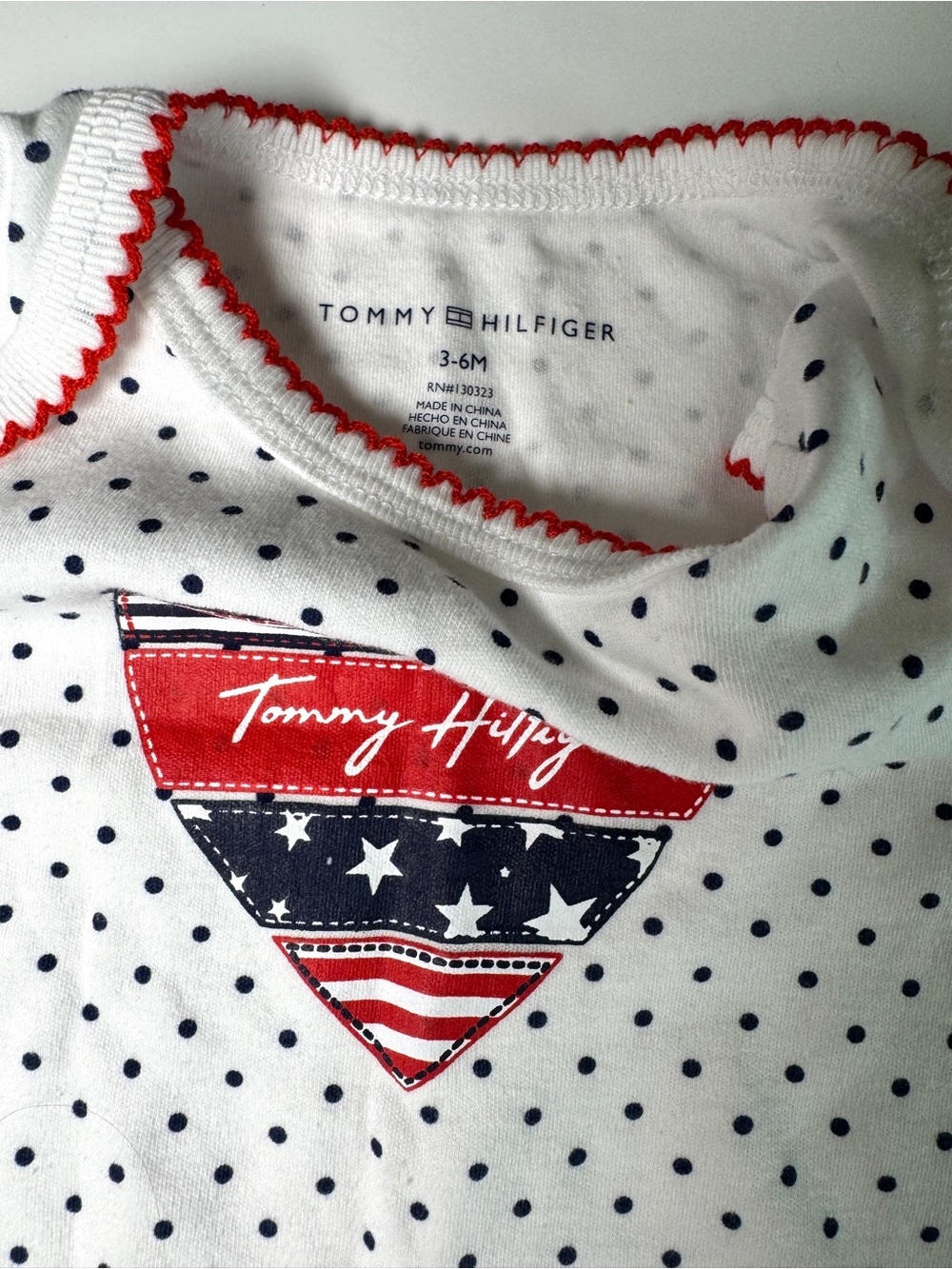 Tommy Hilfiger Baby Girls Heart Footed Sleeper Polka Dot One Piece Pajamas 3-6M - Picture 4 of 4